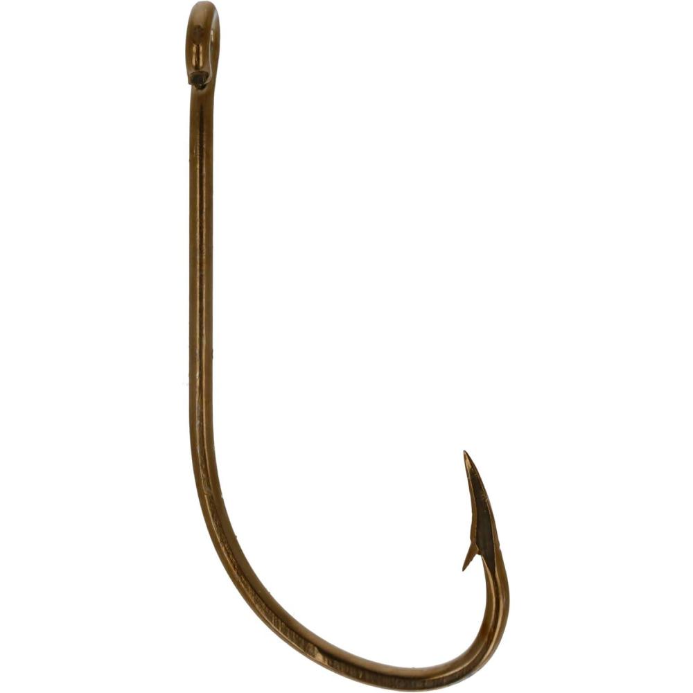 imageEagle Claw 084F2 Plain Shank Offset Fishing Hook 50 Piece Bronze