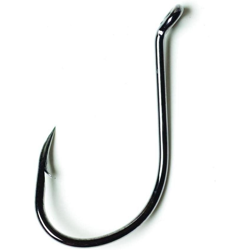 imageEagle Claw Lazer Sharp Long Shank Octopus Hook Offset Up Eye Barbed Size 70 Medium Wire 19 Hooks Platinum Black L2BU70