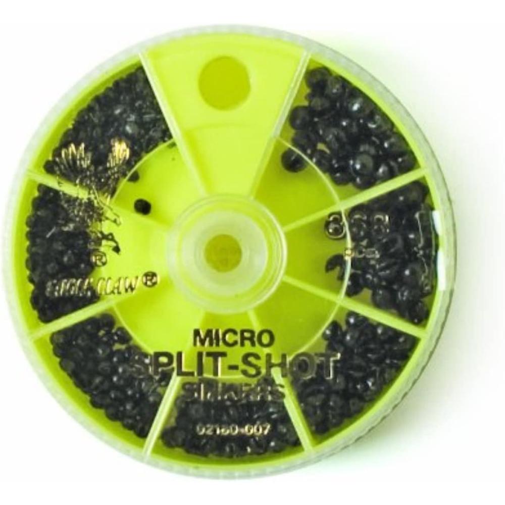 imageEagle Claw Micro SplitShot Sinker Assortment 368 Sinkers Plain Lead Assorted Sizes Dial Pack