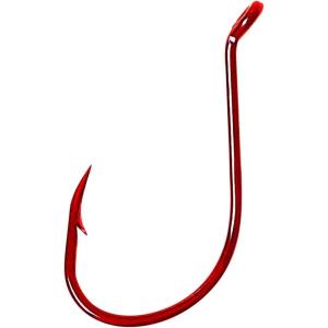 Eagle Claw Nickel Offset Up Eye Barbed Octopus Hook, 1-Piece, High Carbon Steel, Panfish(Red)