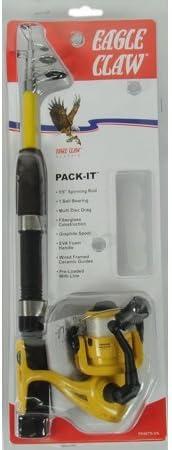 imageEagle Claw PK56TS PackIt Spin Combo Telescopic Rod 1 Piece Yellow 5Feet 6Inch