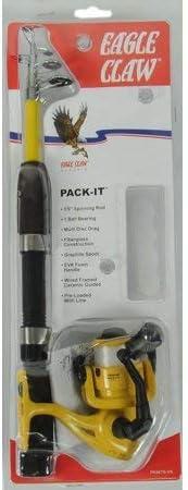imageEagle Claw PK56TS PackIt Spin Combo Telescopic Rod 1 Piece Yellow 5Feet 6Inch