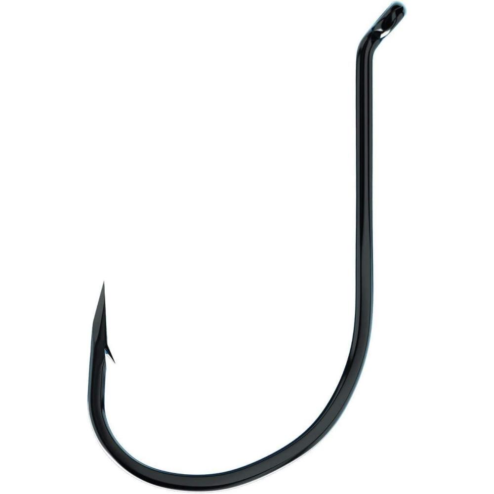 imageEAGLE CLAW Lazer Sharp Long Shank Octopus Hook Offset Up Eye Barbed Size 30 Medium Wire 40 Hooks Platinum Black