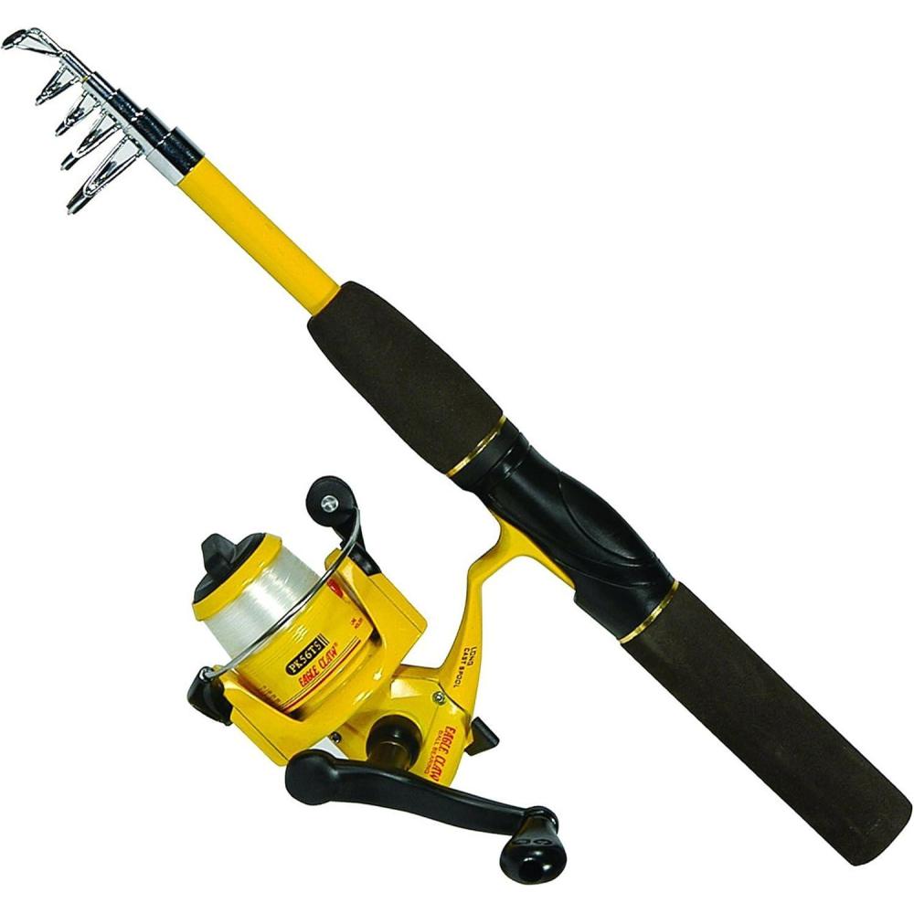 imageEagle Claw PK56TS PackIt Spin Combo Telescopic Rod 1 Piece Yellow 5Feet 6Inch