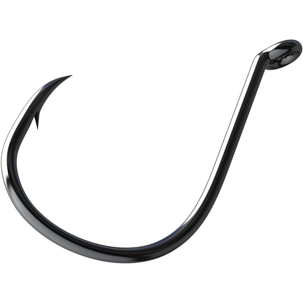 imageLazer Sharp Eagle Claw Lazer Sharp Long Shank Octopus Hook Offset Up Eye Barbed Size Medium Wire HooksPlatinum Black